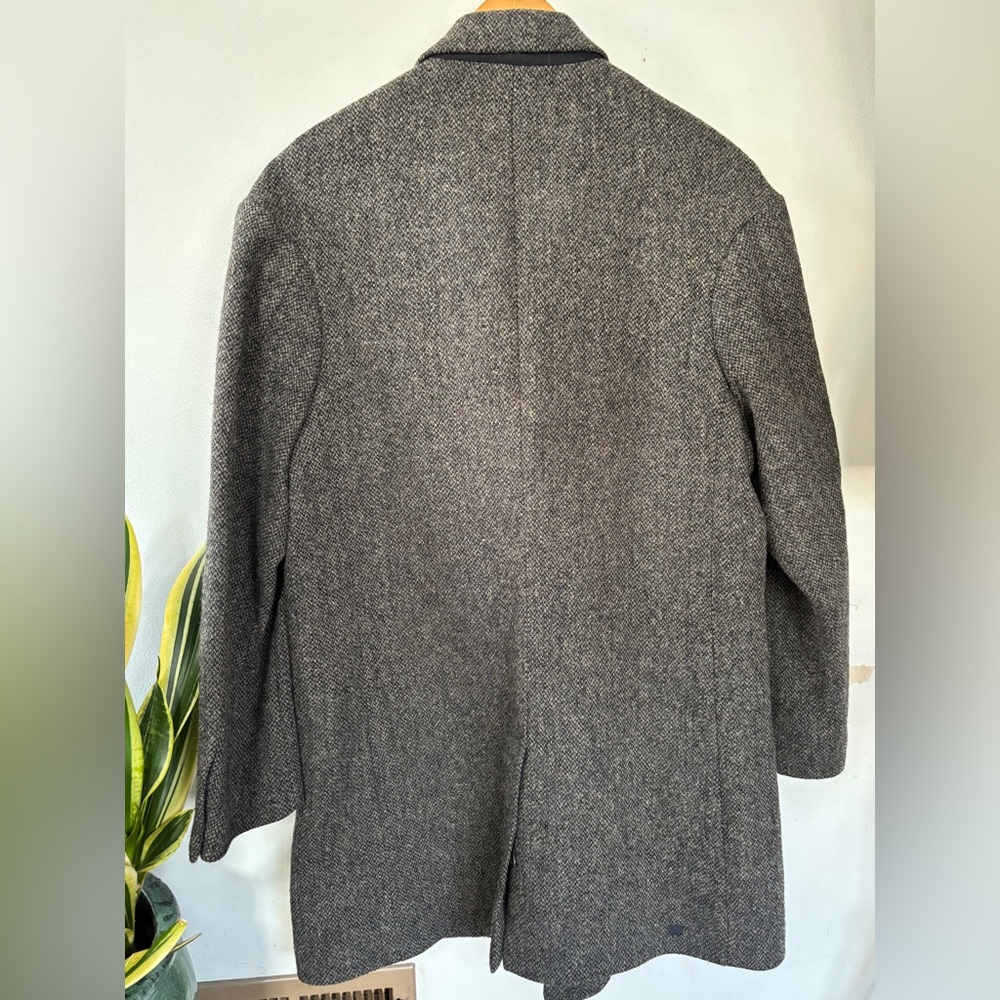 Marc Jacobs double-breasted wool-blend overcoat grey herringbone oversized XL - Picture 3 of 6